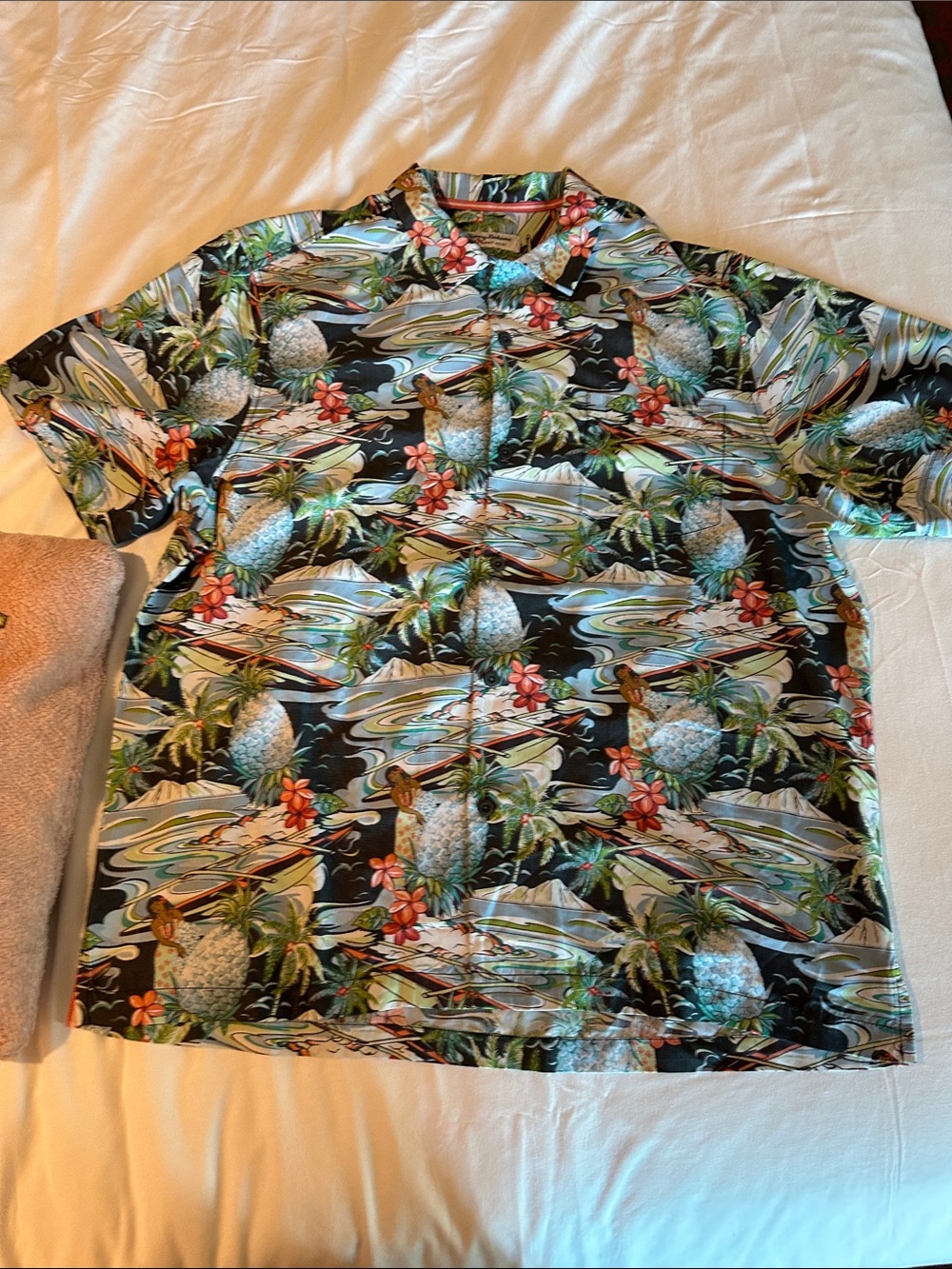 Tommy Bahama Black Pineapple & Tropical Floral Camp Shirt
